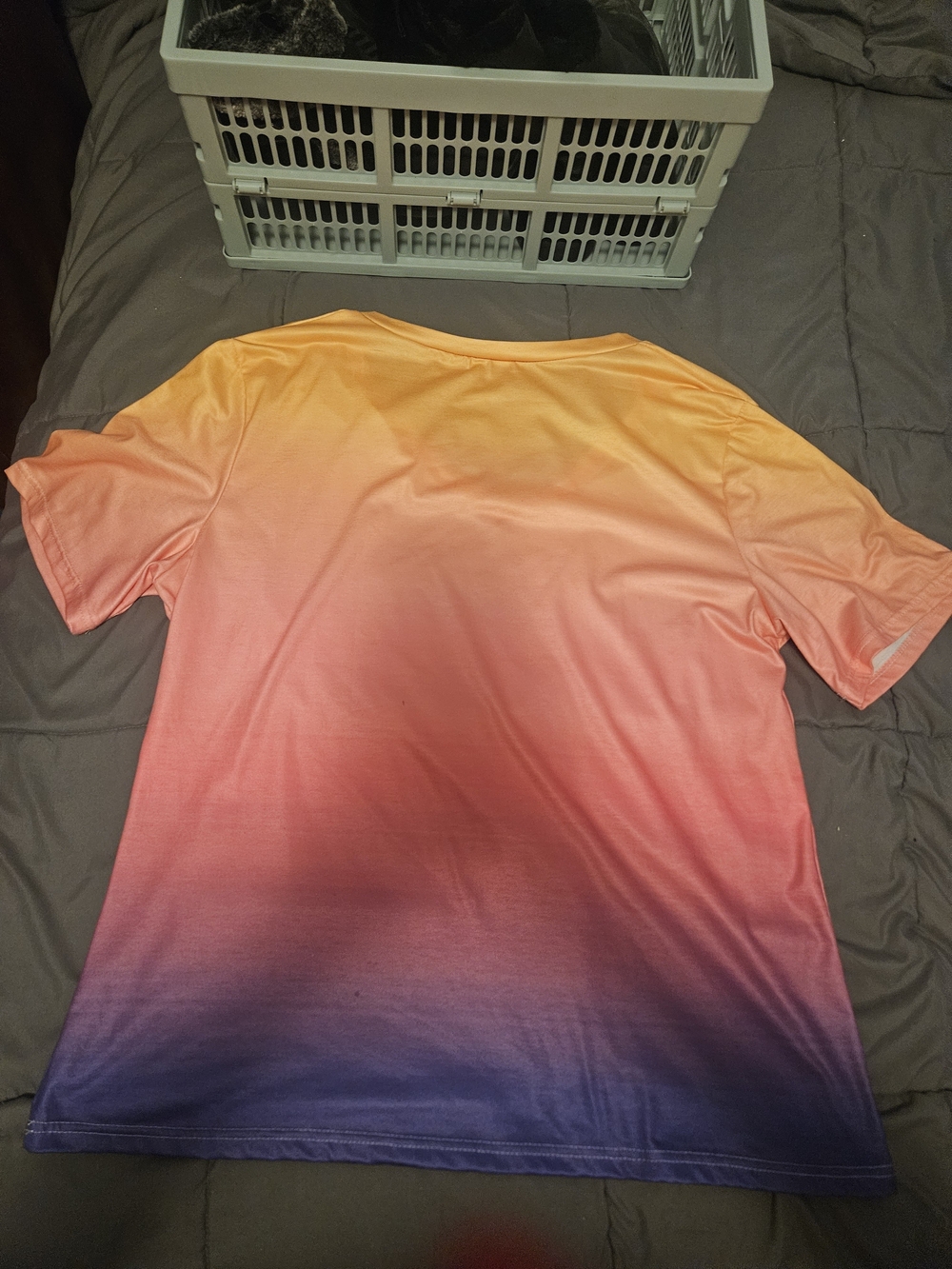 Women's Ombre Crew Neck T-Shirt - Orange to Purple
